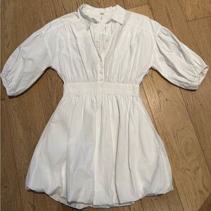 Free People Ivory Puff Sleeve Mini Dress